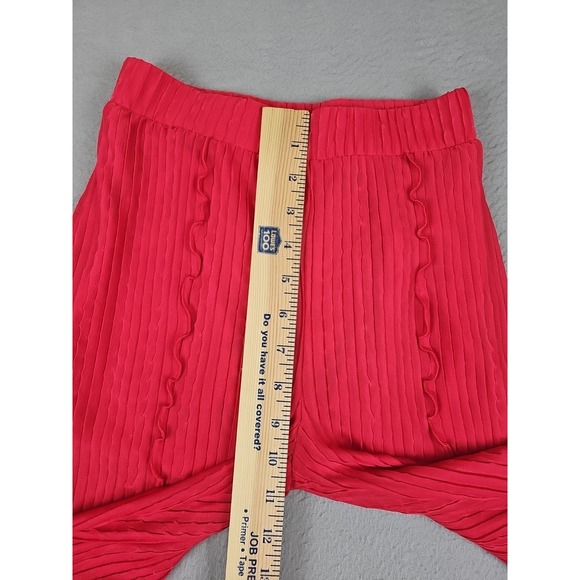 Zara Women's Small Pink Pants Pleated Ruffled Flare Elastic Waistband BOHO - Picture 5 of 12